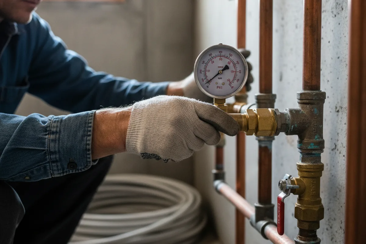 Pressure testing a repaired line during Water Line Repair in Hinsdale